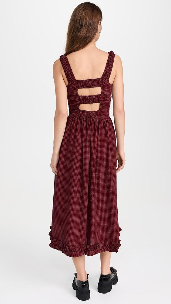 GANNI Sheer Fluid Check Midi Strap Smock Dress | Shopbop Product Image