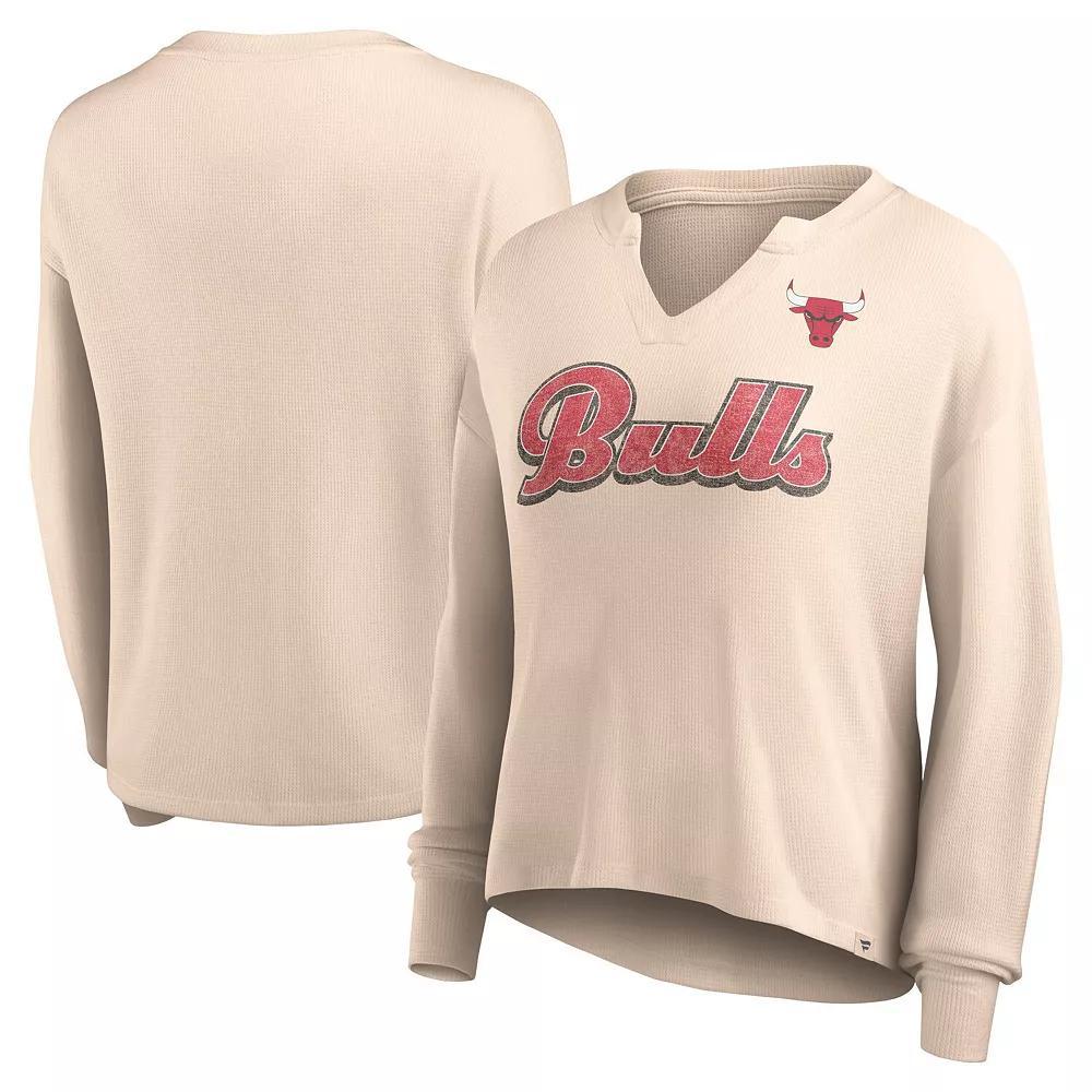 Women's Fanatics Branded Tan Chicago Bulls Go For It Long Sleeve Notch Neck T-Shirt, Size: 3XL, Team Product Image