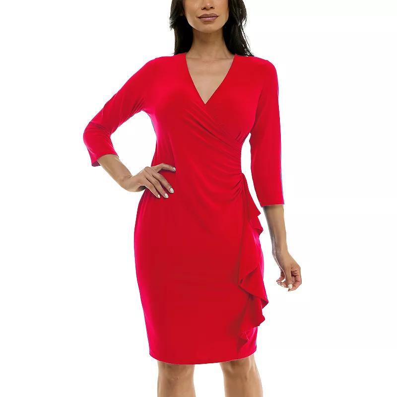 Women's Nina Leonard Faux-Wrap Ruffle Mini Dress,  Product Image