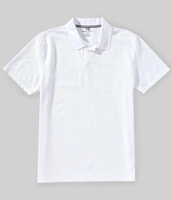 Perry Ellis Seersucker Short Sleeve Polo Shirt Product Image