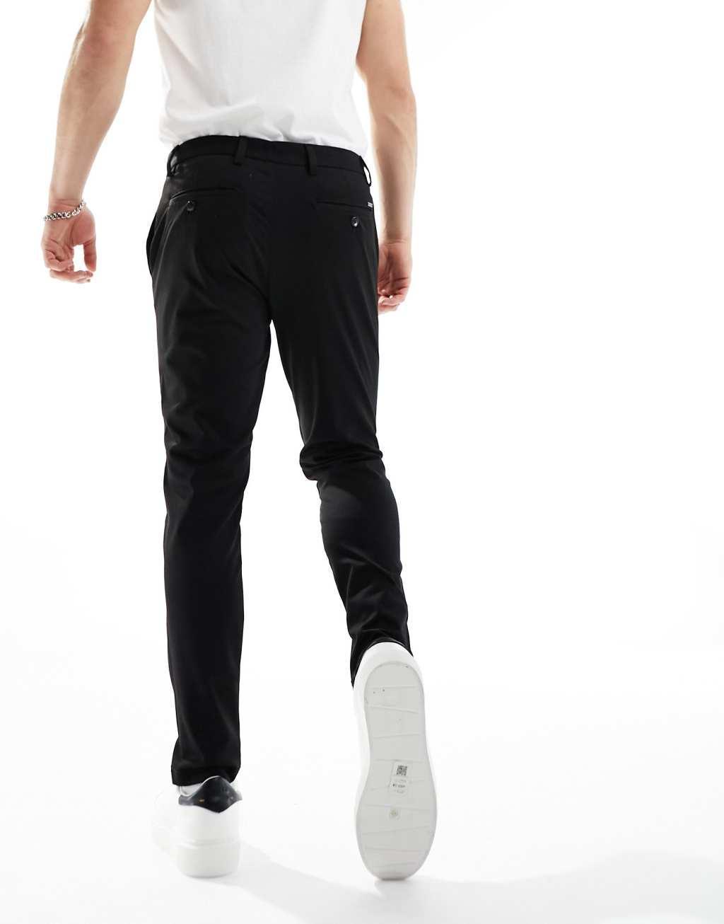 Jack & Jones Intelligence Marco slim fit smart pants in black Product Image