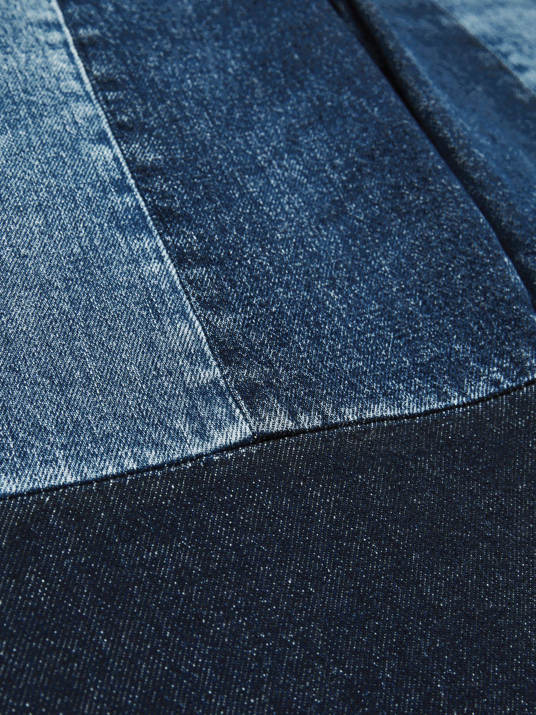 Petite Straight-Leg Patchwork Jeans in Mid Blue Product Image