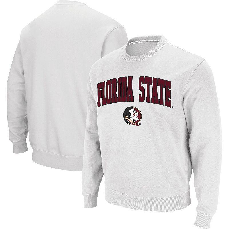 Men's Colosseum White Florida State Seminoles Arch & Logo Tackle Twill Pullover Sweatshirt,  Product Image