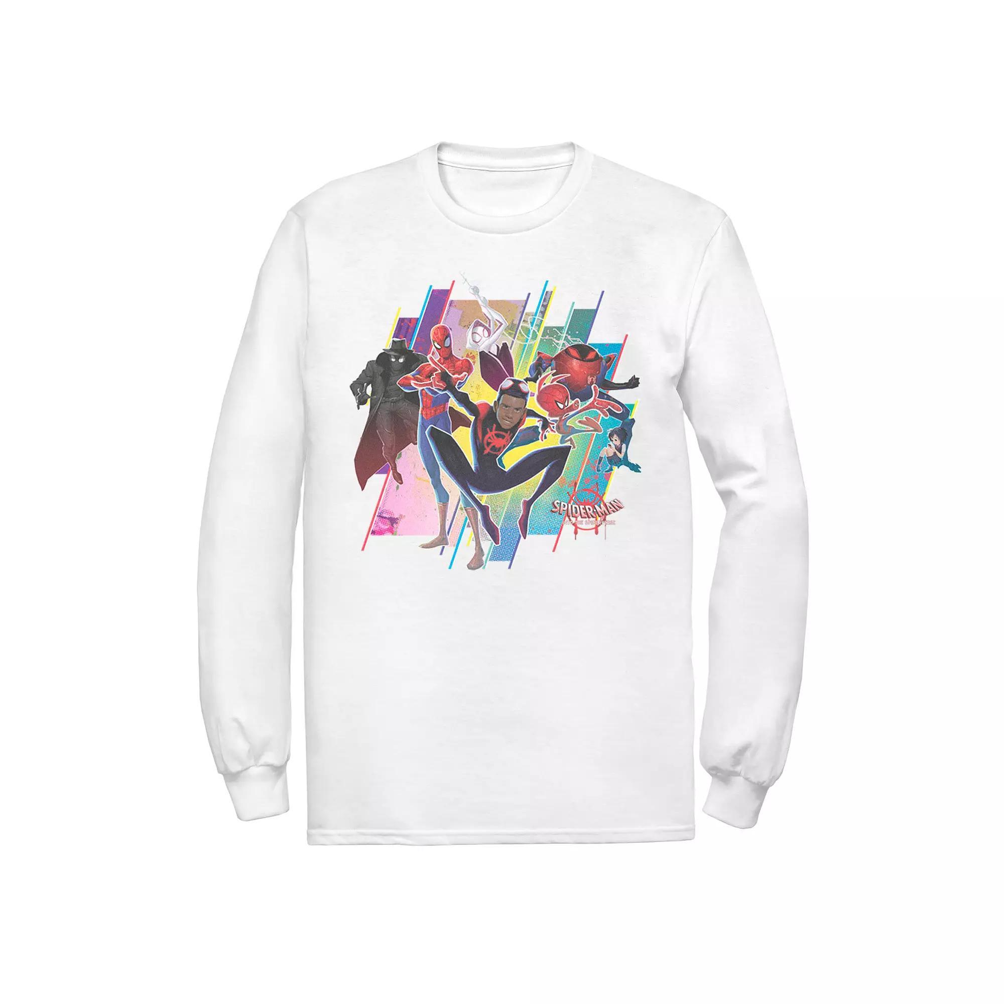 Men's Marvel Spider-Man Spiderverse Colorful Group Long Sleeve Graphic Tee,  Product Image