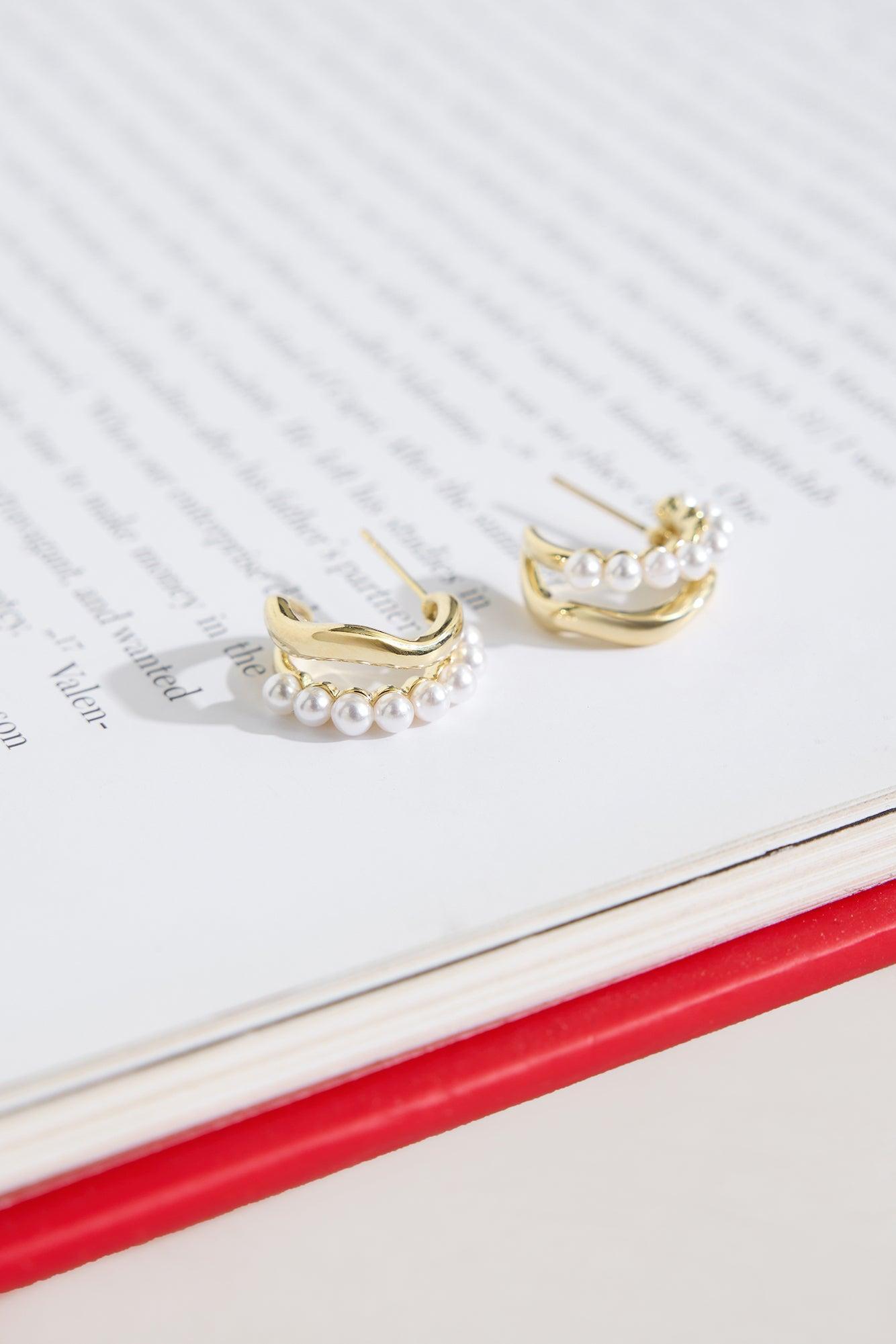 18k Gold Plated Frost Earrings Gold Product Image
