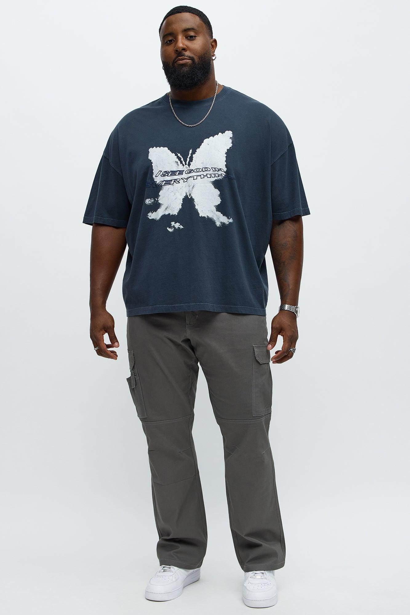 Blessed Butterfly Oversized Short Sleeve Tee - Navy Male Product Image