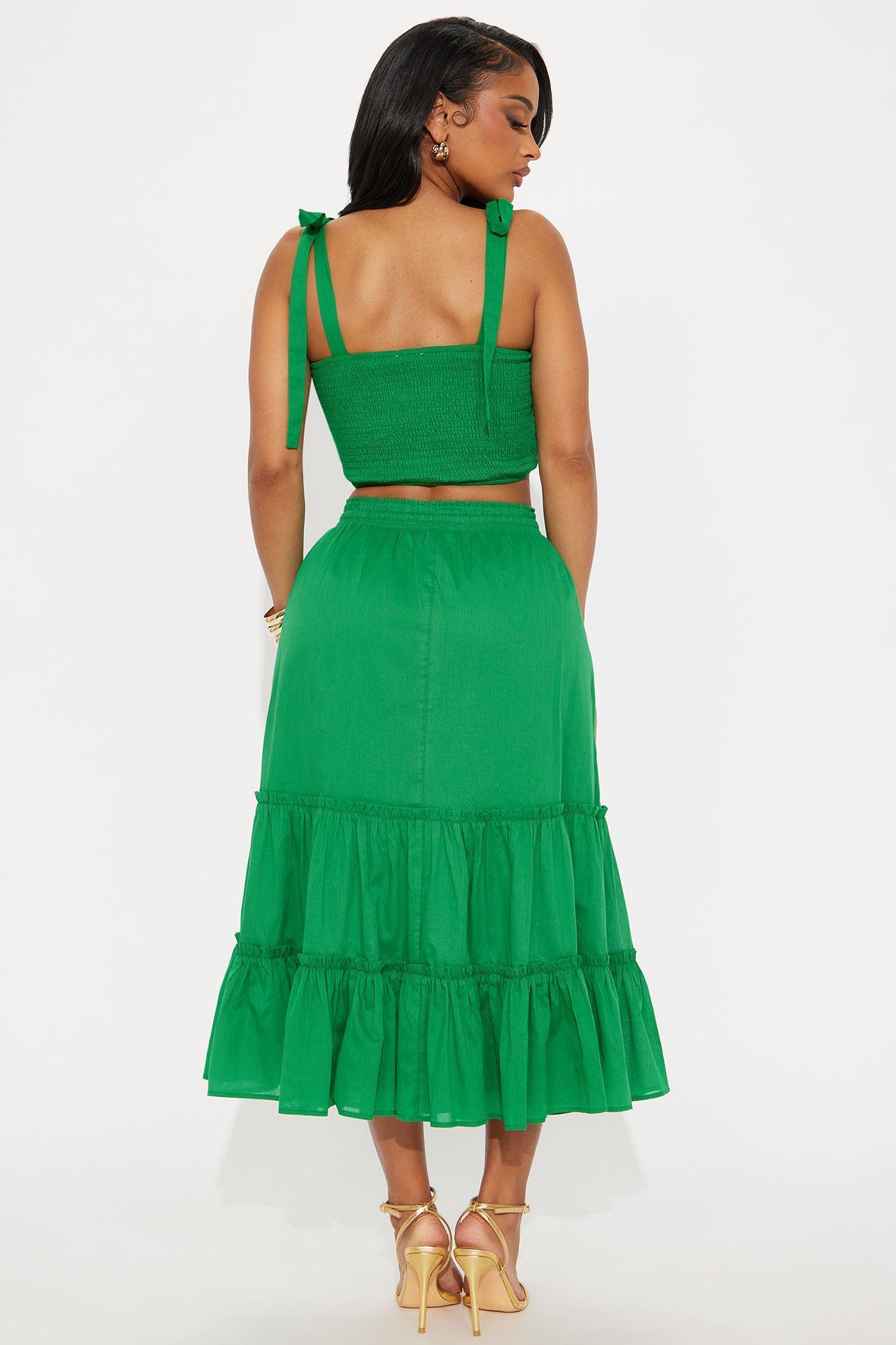 Walking In The Park Maxi Skirt Set - Green Product Image