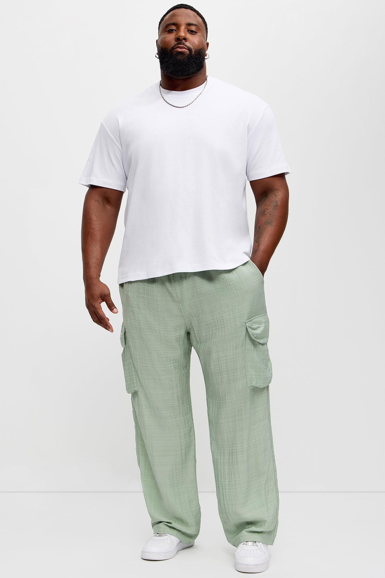 Crinkle Texture Belted Pants - Sage Product Image