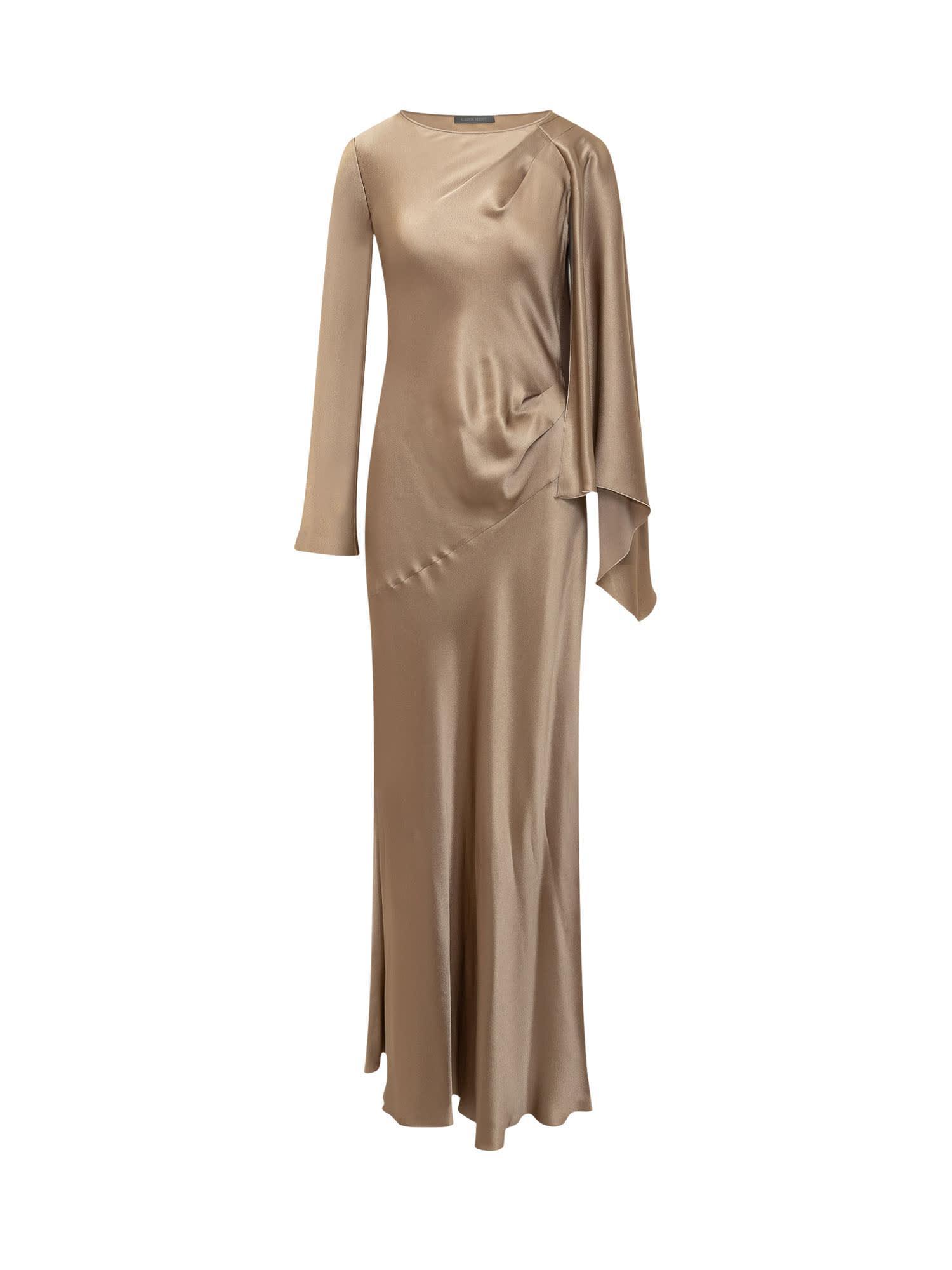 ALBERTA FERRETTI Satin Dress In Beige Product Image