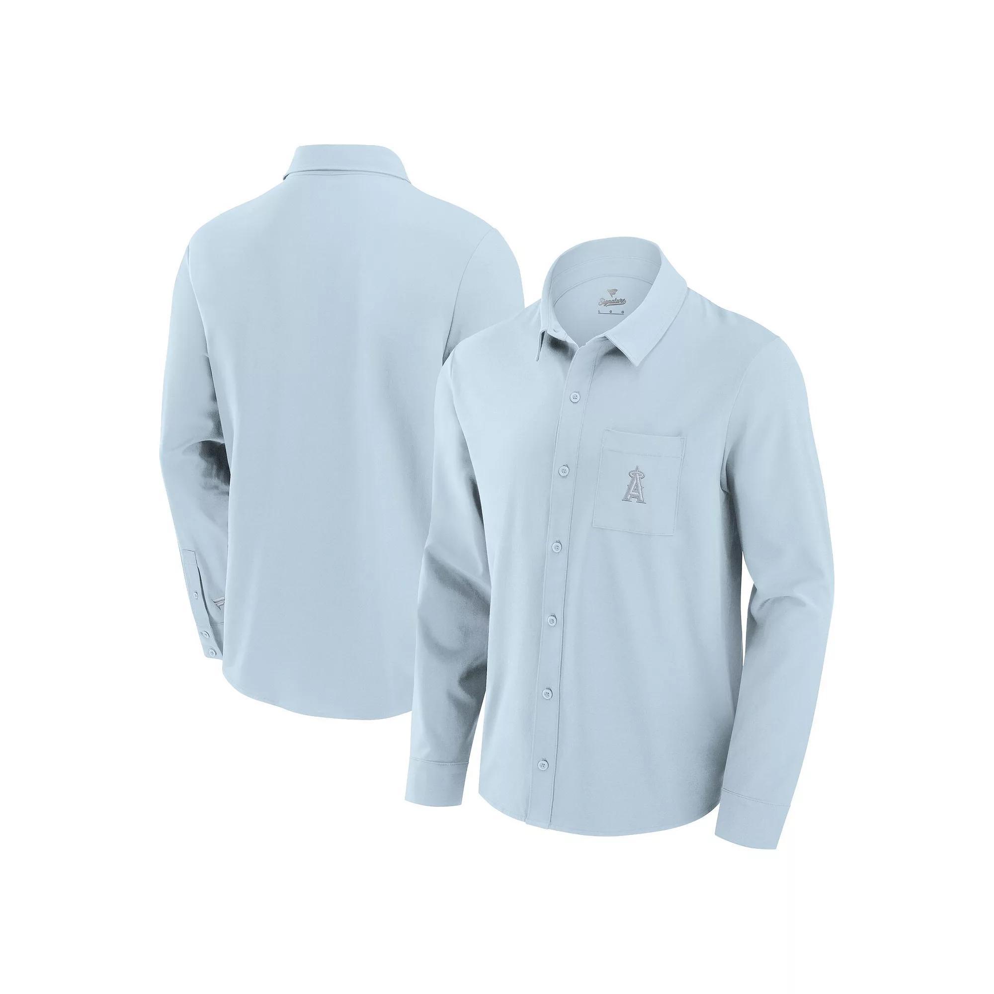 Men's Fanatics Signature Light Blue Los Angeles Angels Front Office Long Sleeve Button-Up Shirt, Size: Large Product Image