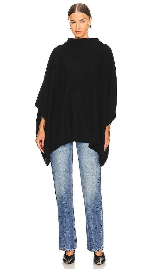 VINCE Women's Boiled Cashmere Funnel Neck Poncho In Black Product Image