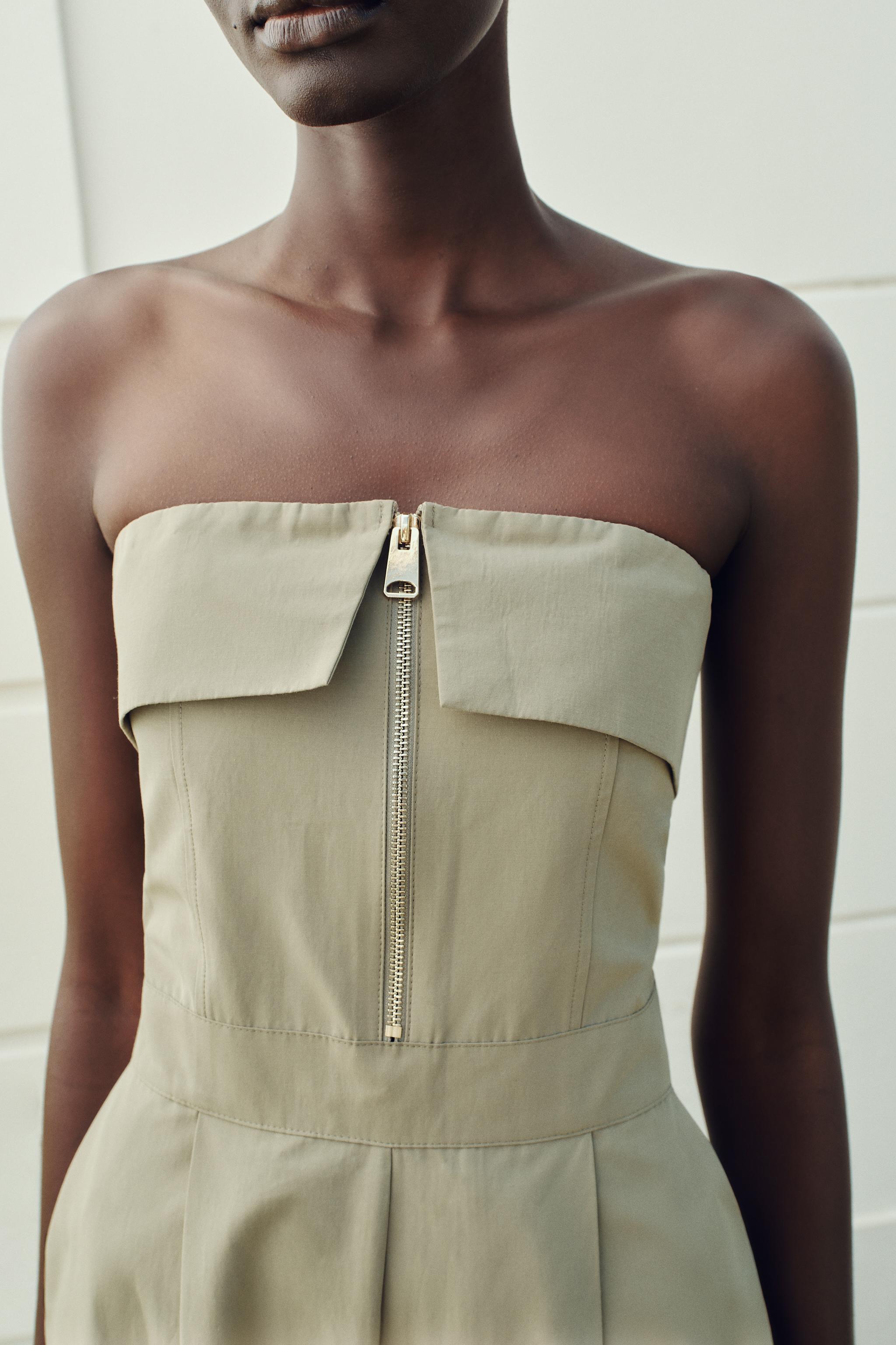 STRAPLESS ZIPPER JUMPSUIT Product Image