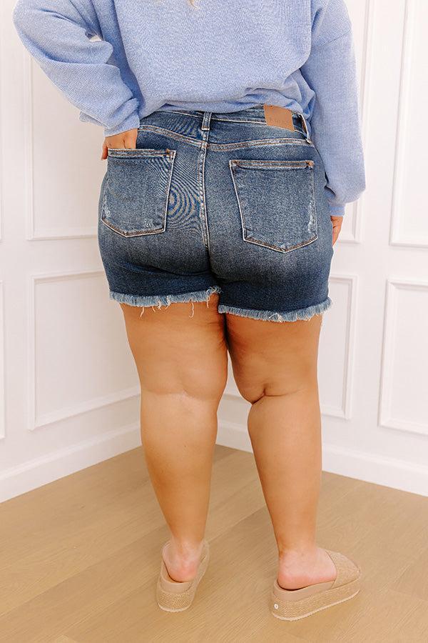 JUDY BLUE Oakley Midrise Distressed Shorts Curves Product Image