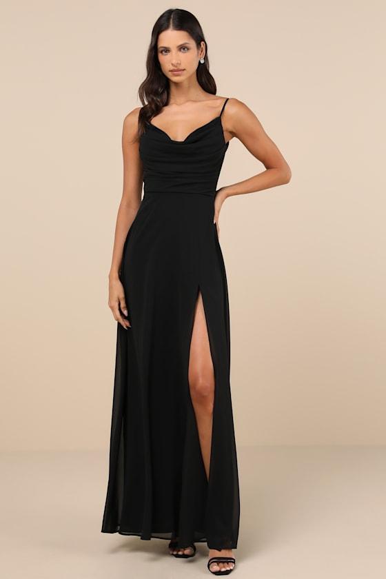 Notorious Poise Black Sleeveless Cowl Neck Maxi Dress Product Image