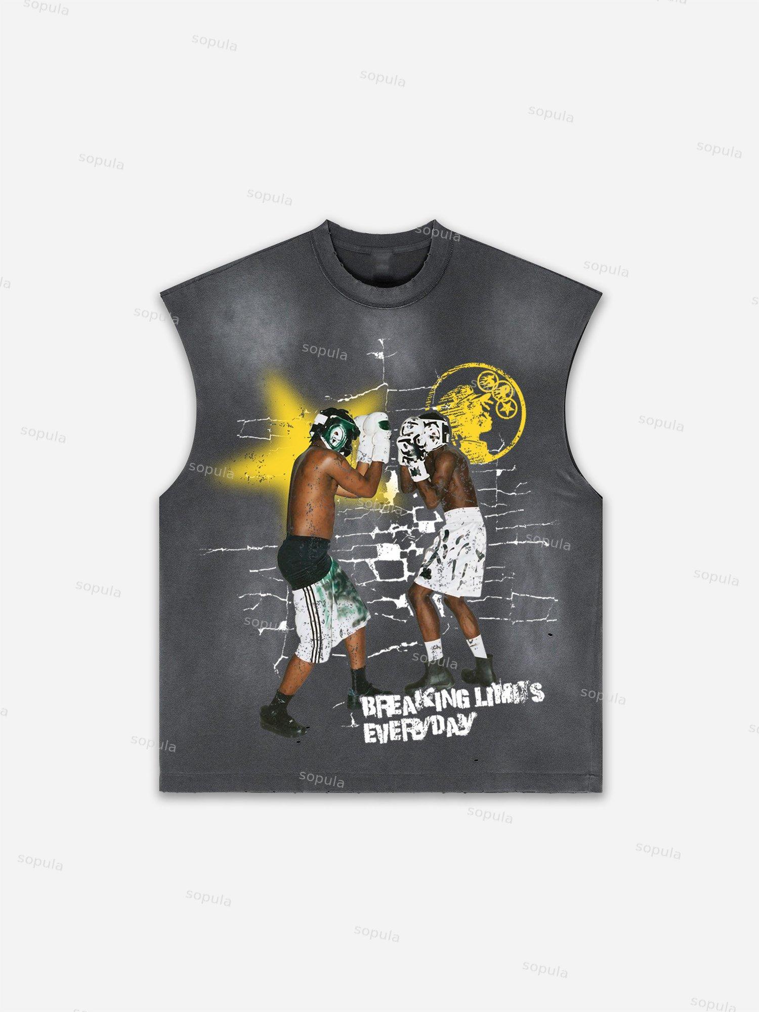 Sopula Men's Fly By Choice X Spacestation Graphic Print Distressed Tank Tops Sleeveless Shirts Product Image