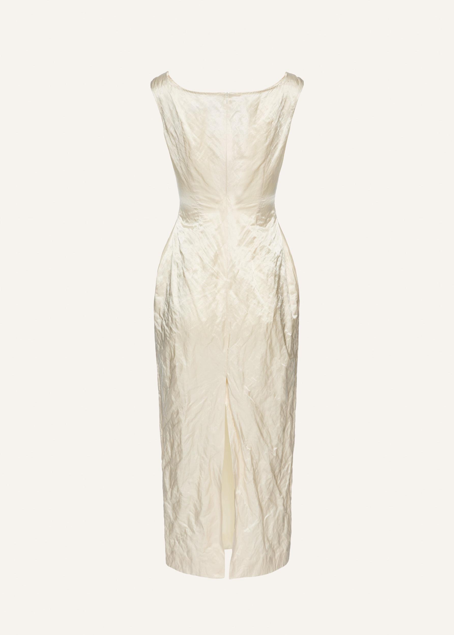 Round neck midi dress in cream Product Image