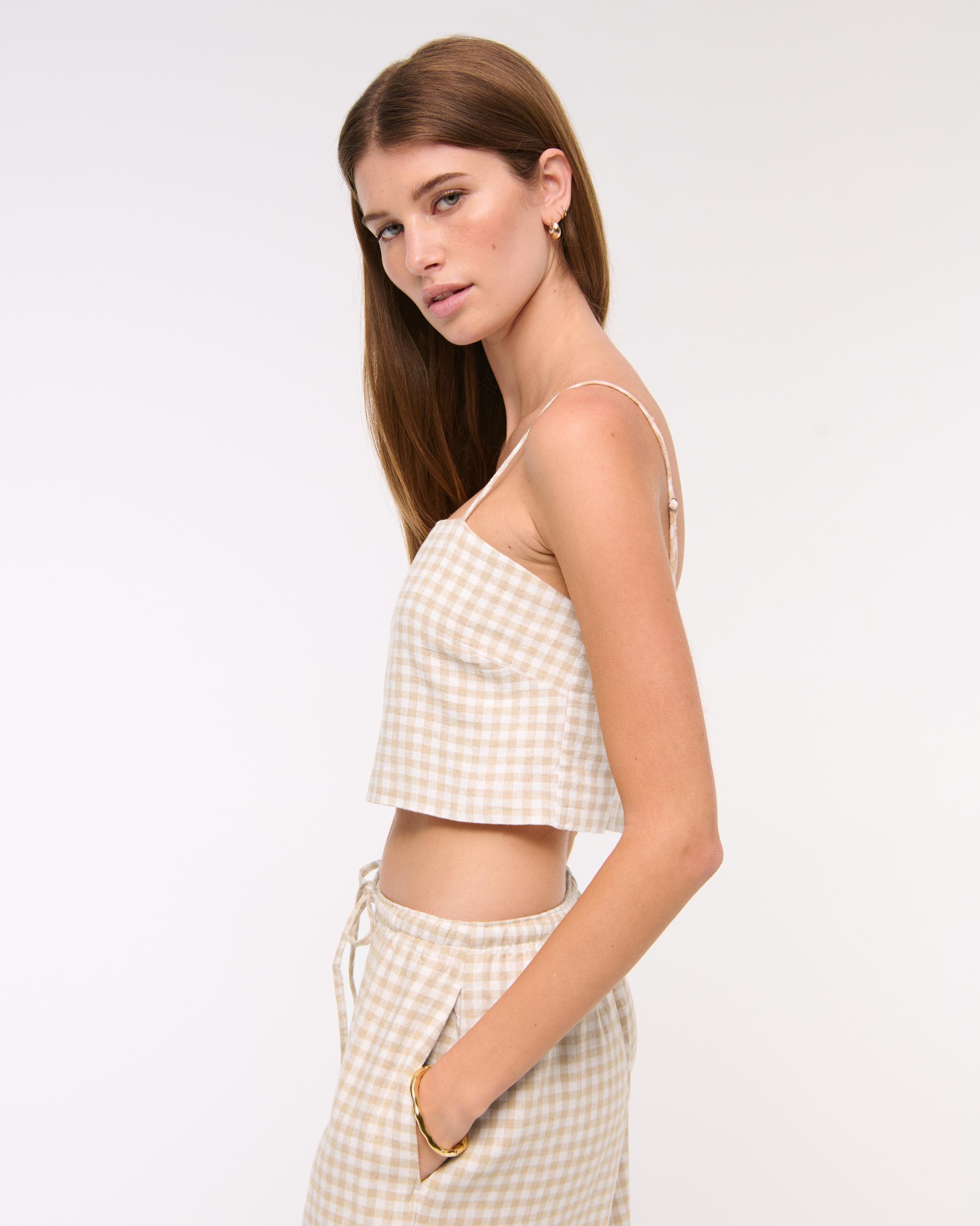 Cropped Linen-Blend Cami Product Image