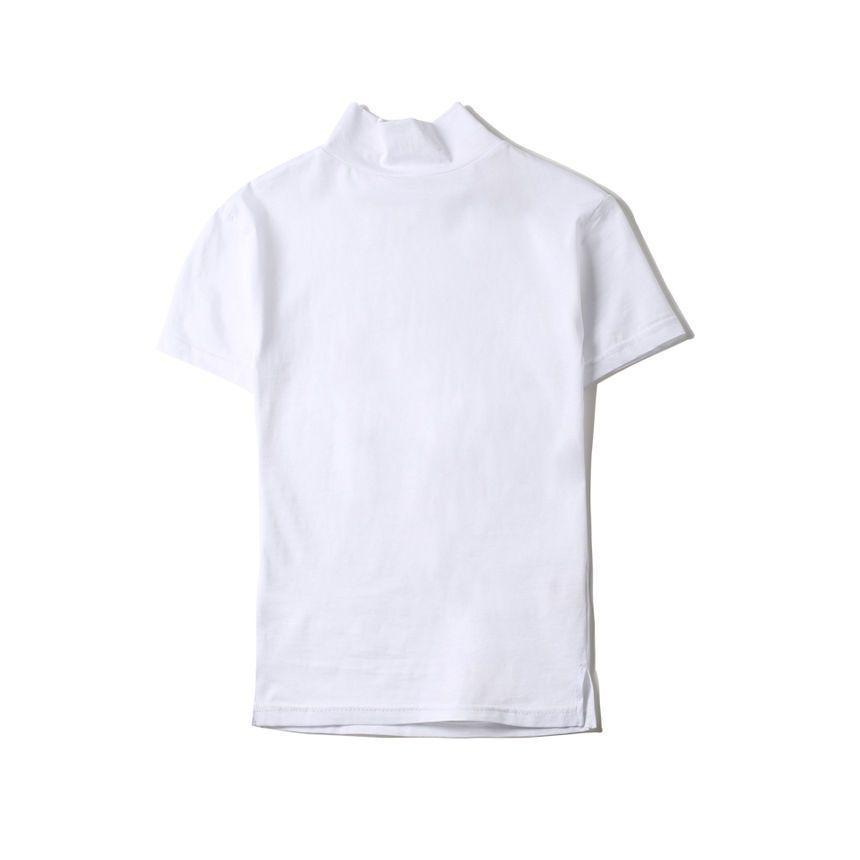 Short-Sleeve Mock Neck T-Shirt Product Image