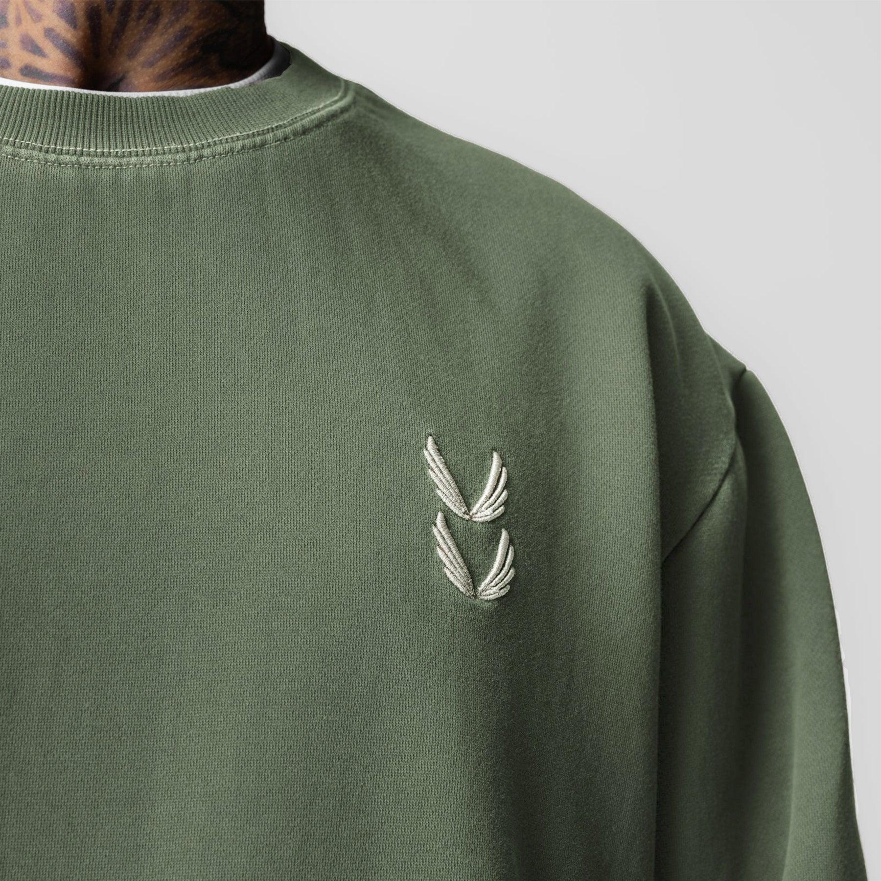 0861. Tech Essential™ Distressed Crewneck - Faded Olive Product Image