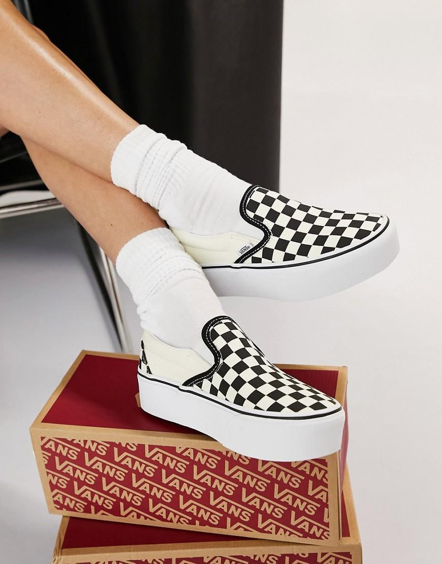 Vans Black & White Slip-On Platform Sneakers in Black/White - Product Image