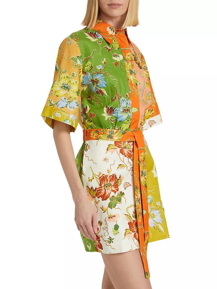 Hotel Lamu Floral Spliced Linen Minidress Product Image