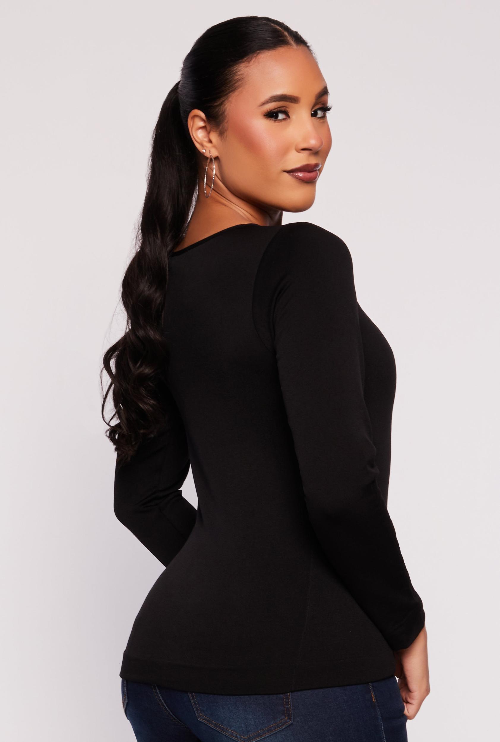 Fleece Lined Seamless Long Sleeve Top Female Product Image