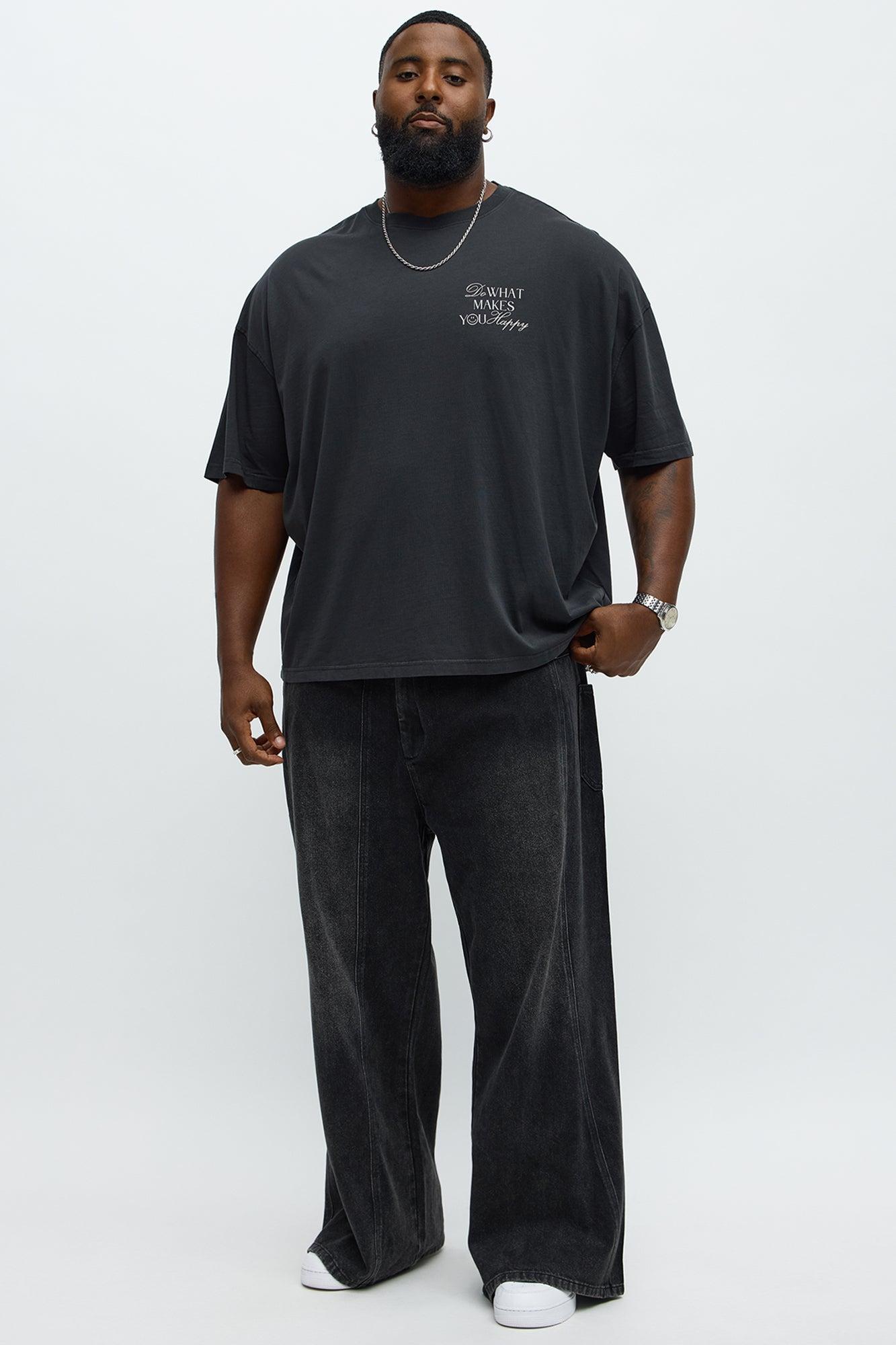 Do What Makes You Happy Oversized Short Sleeve Tee - Black Wash Male Product Image