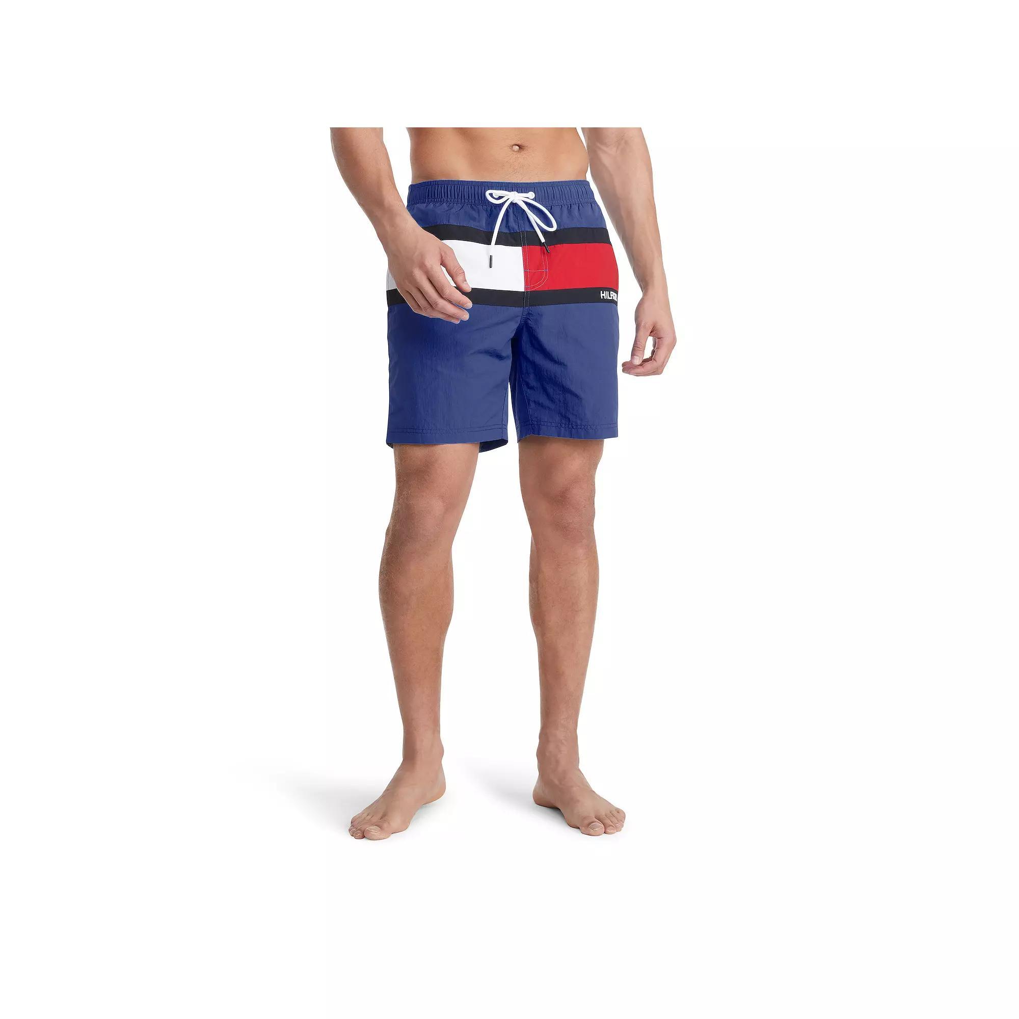 Men's Tommy Hilfiger Tommy Flag Swim Trunks, Size: XXL, Blue Product Image