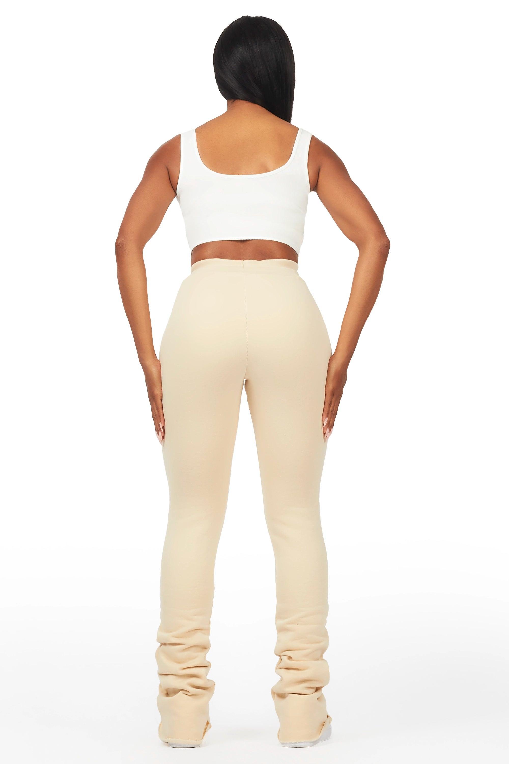 Juliana Beige Super Stacked Track Pant Female Product Image