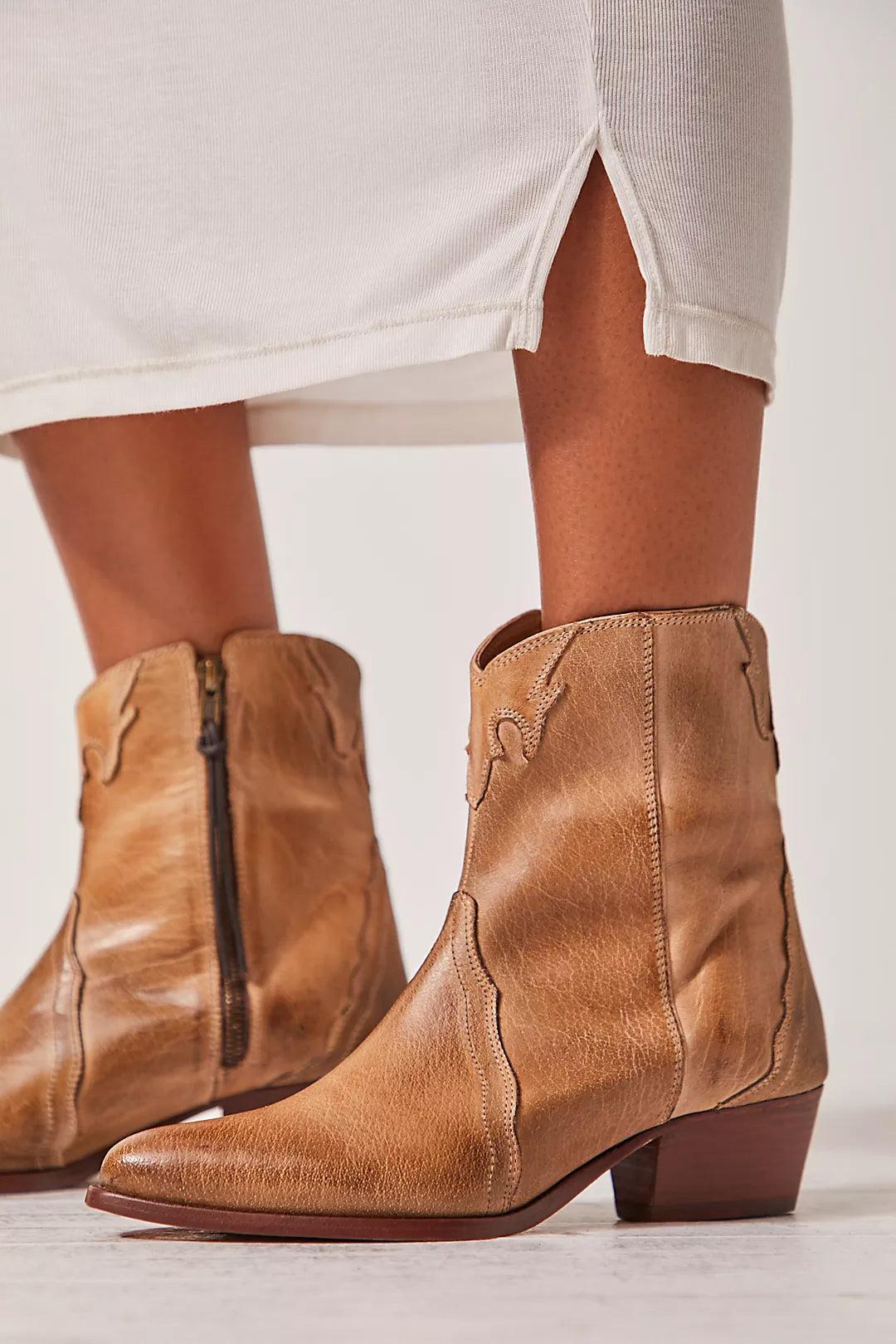 Free People New Frontier Western Boot Distressed Tan Product Image