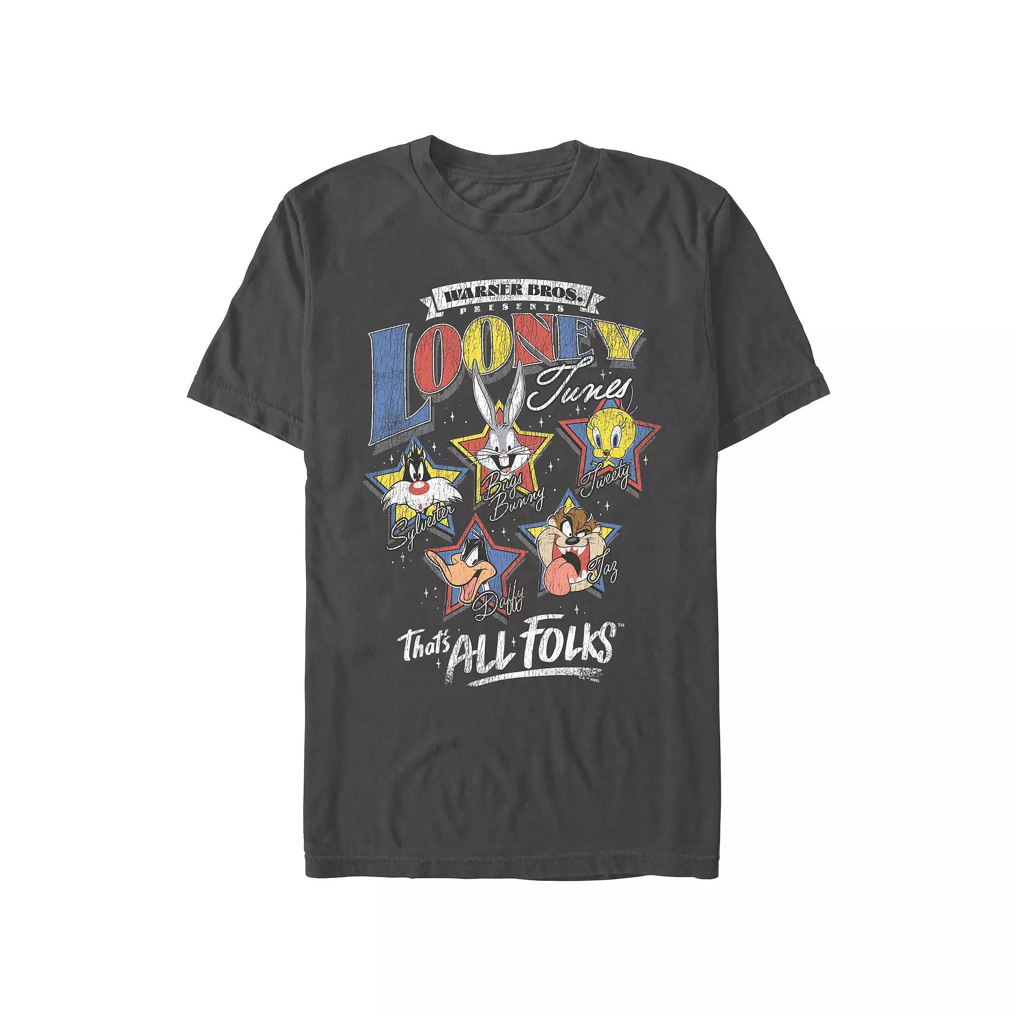 Men's Looney Tunes Hall Of Stars Graphic Tee, Size: Large, Grey Product Image