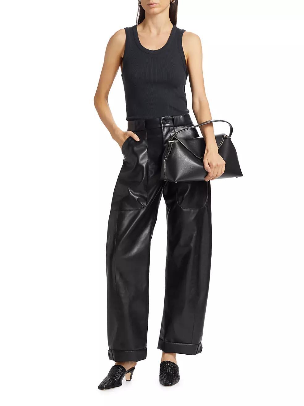 The Half Pipe Nerdy Faux Leather Barrel-Leg Pants Product Image