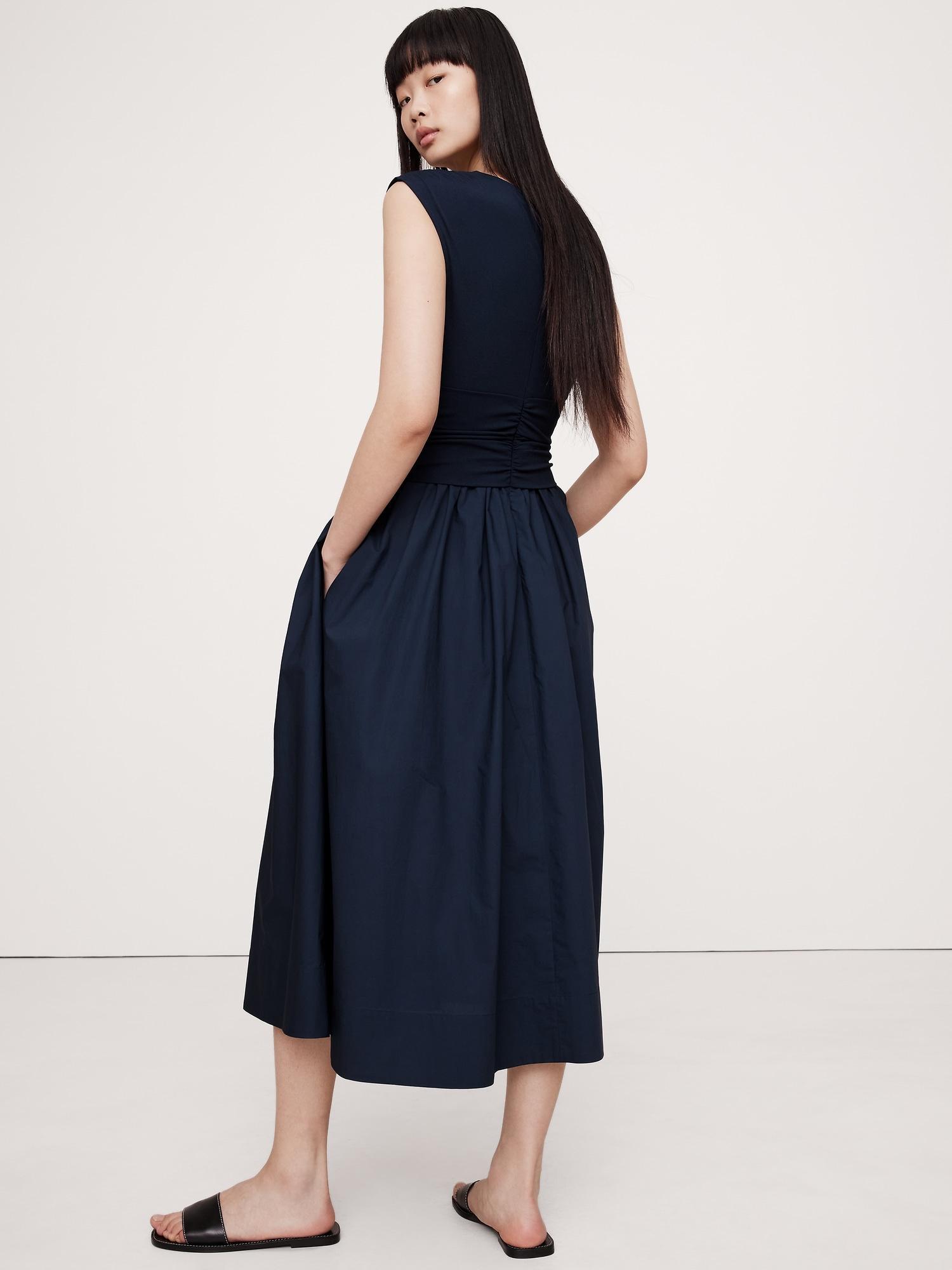 Mixed-Media Cut-Out Midi Dress Product Image