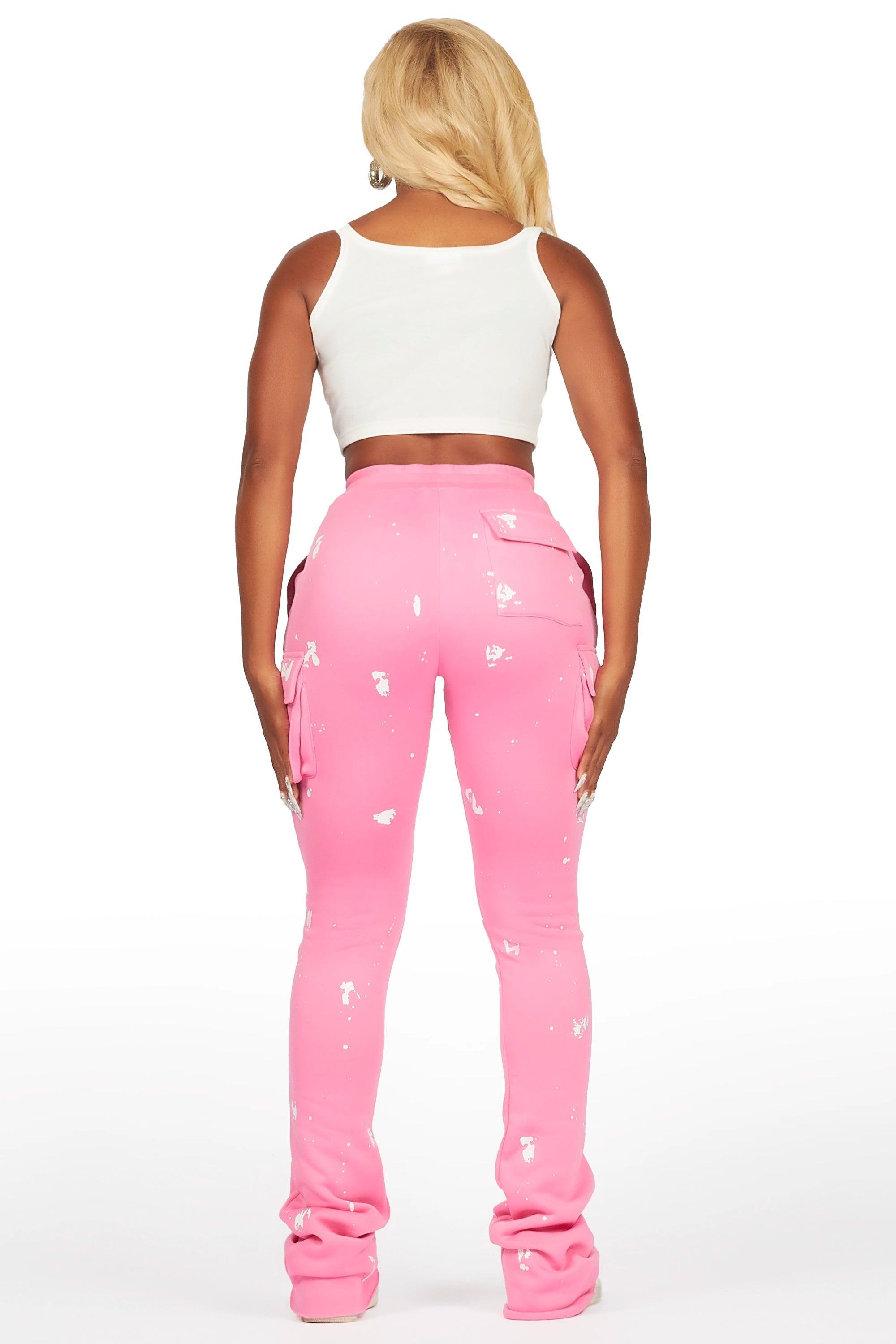 Antonia Bubblegum Pink Cargo Stacked Track Pant Female Product Image