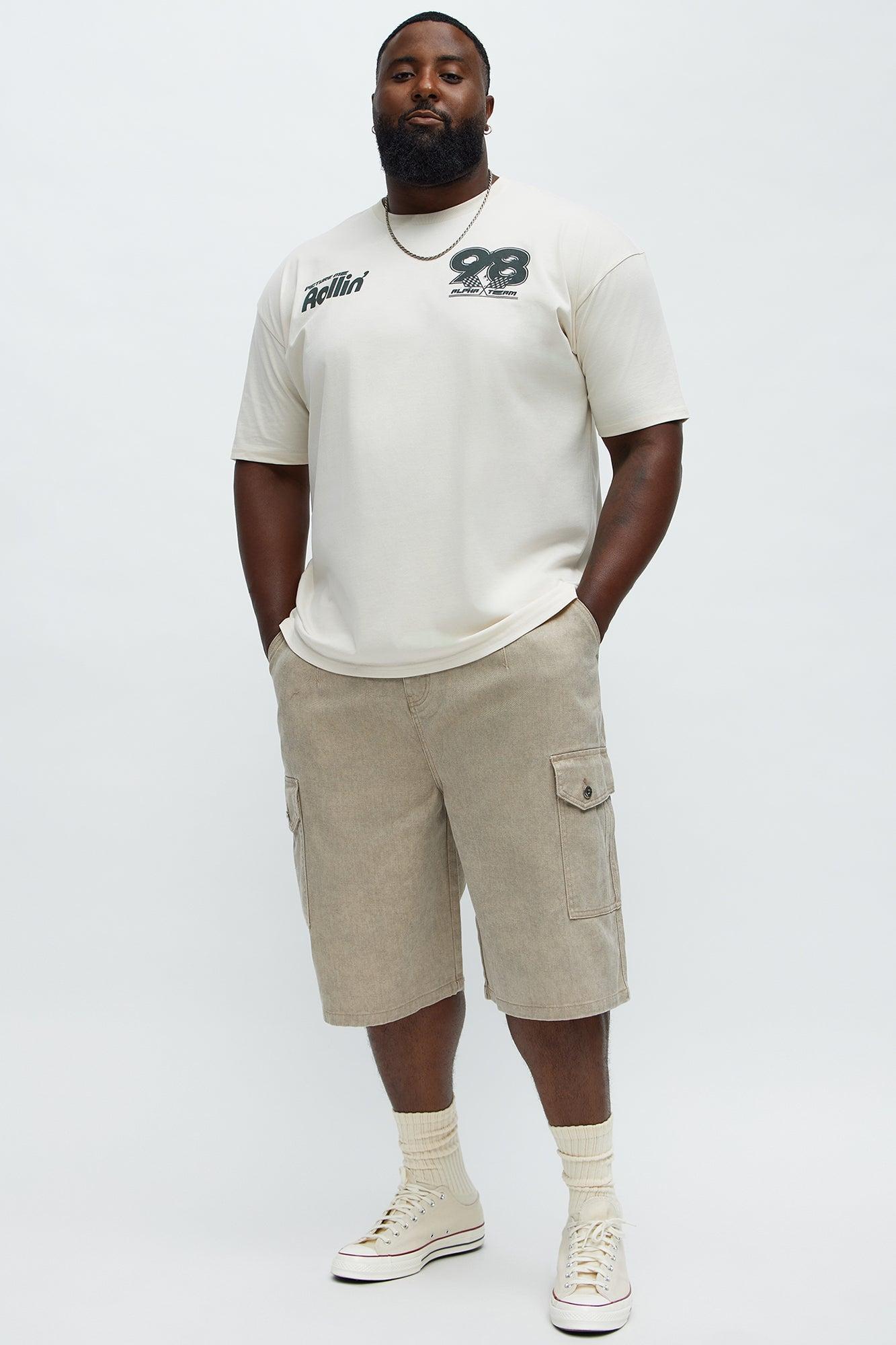 Long Cargo Relaxed Shorts - Khaki Male Product Image