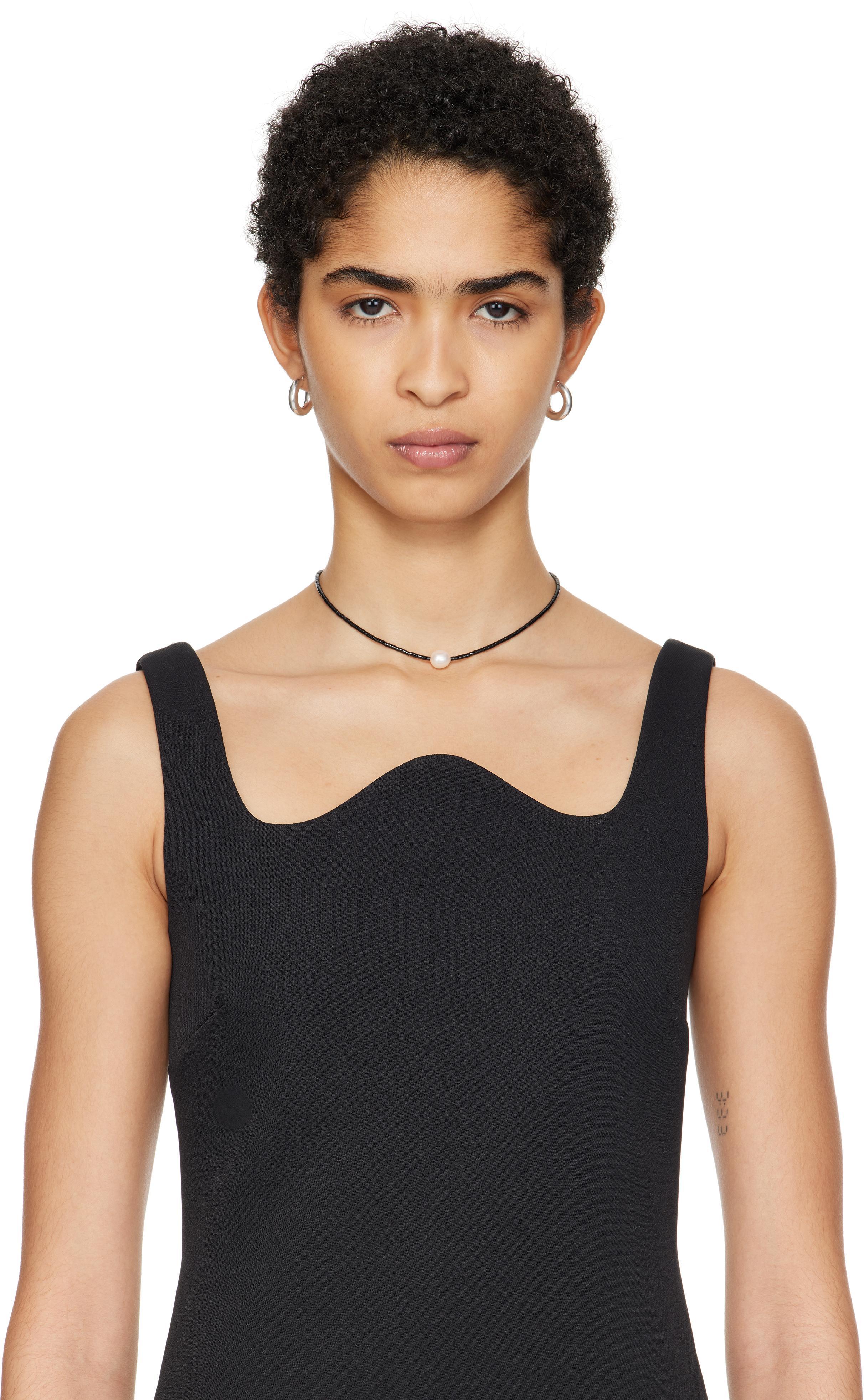 SOPHIE BUHAI Black Mermaid Choker In Pearl Product Image