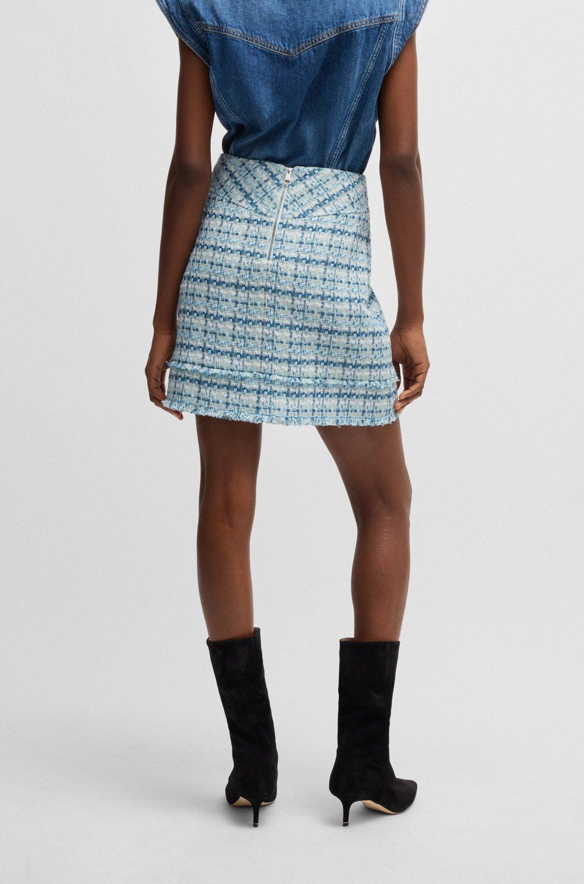 Slim-fit tweed mini skirt with fringing Product Image