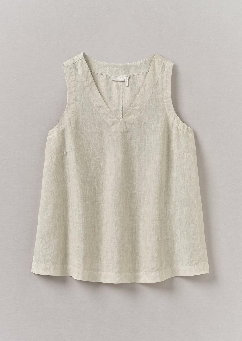 Garment Dyed Linen V-Neck Tank | Oat Product Image