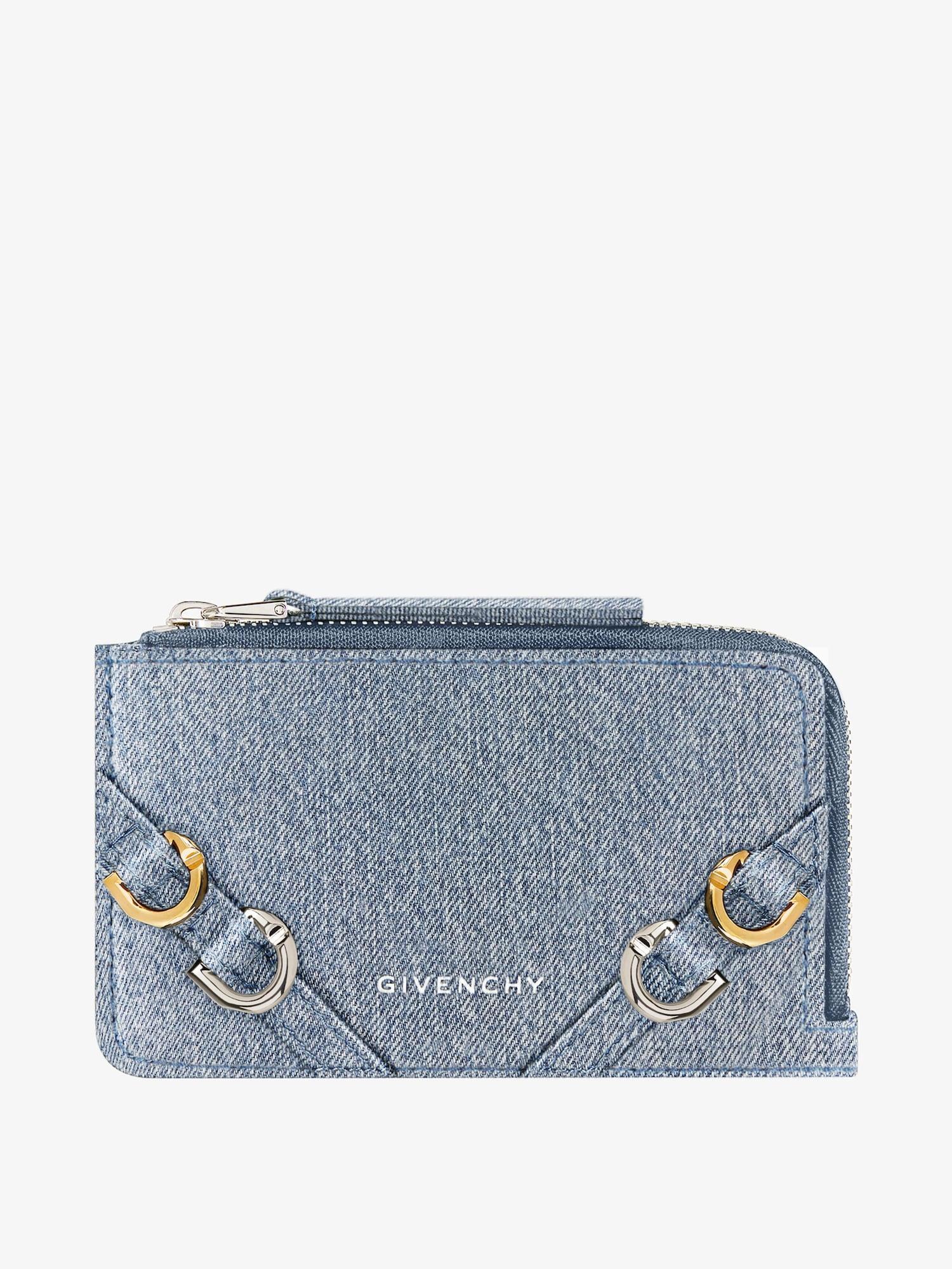 Voyou zipped card holder in denim Product Image