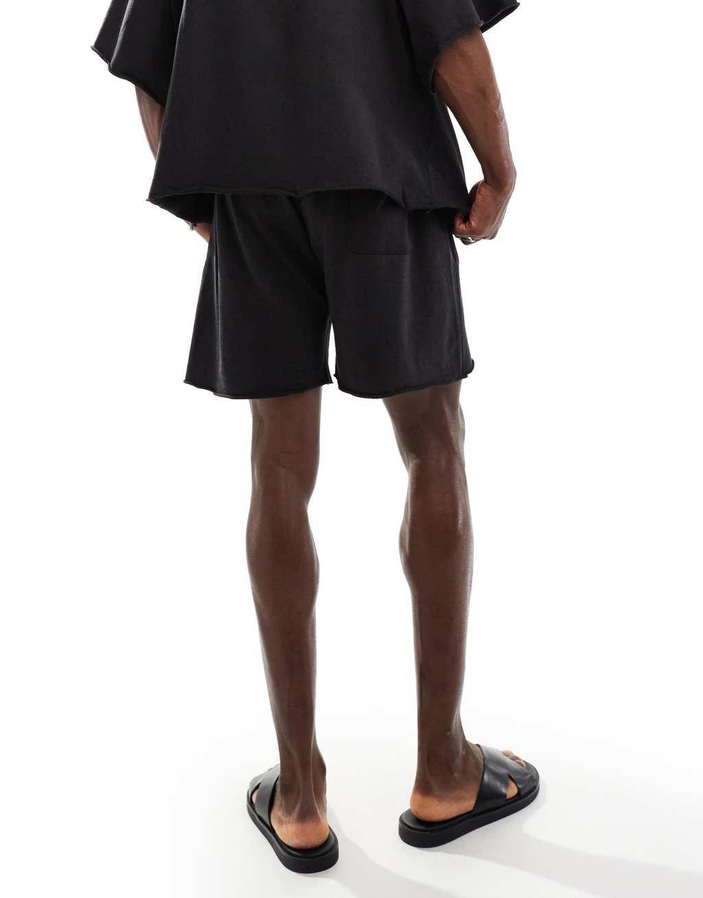 Jack & Jones oversized washed sweat short in black - part of a set  Product Image