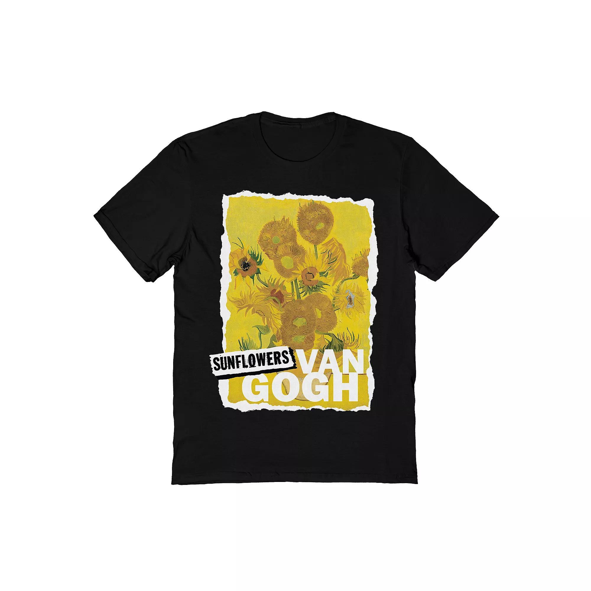 Men's Van Gogh Sunflowers Tee, Size: Large, Black Product Image