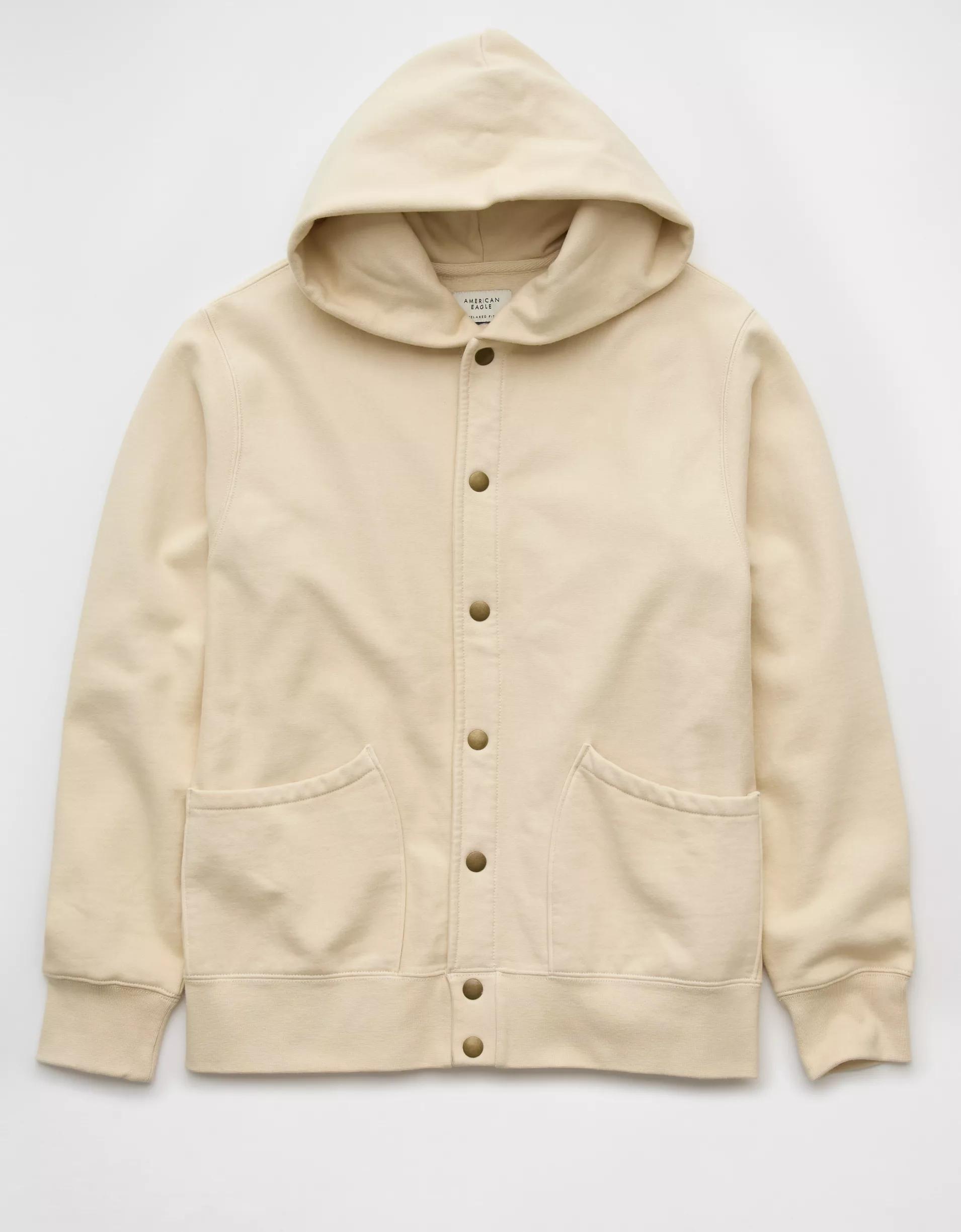 AE Laidback Luxe Heavyweight Button-Up Hoodie Product Image