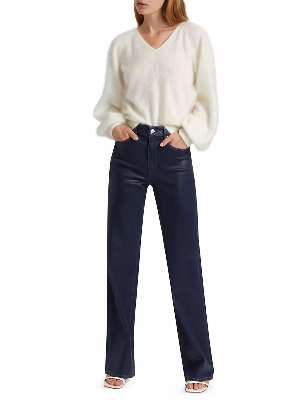 Womens Sasha Coated High-Rise Stretch Wide-Leg Jeans Product Image