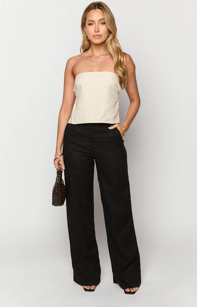 Cabo Black Linen Blend Pants Product Image