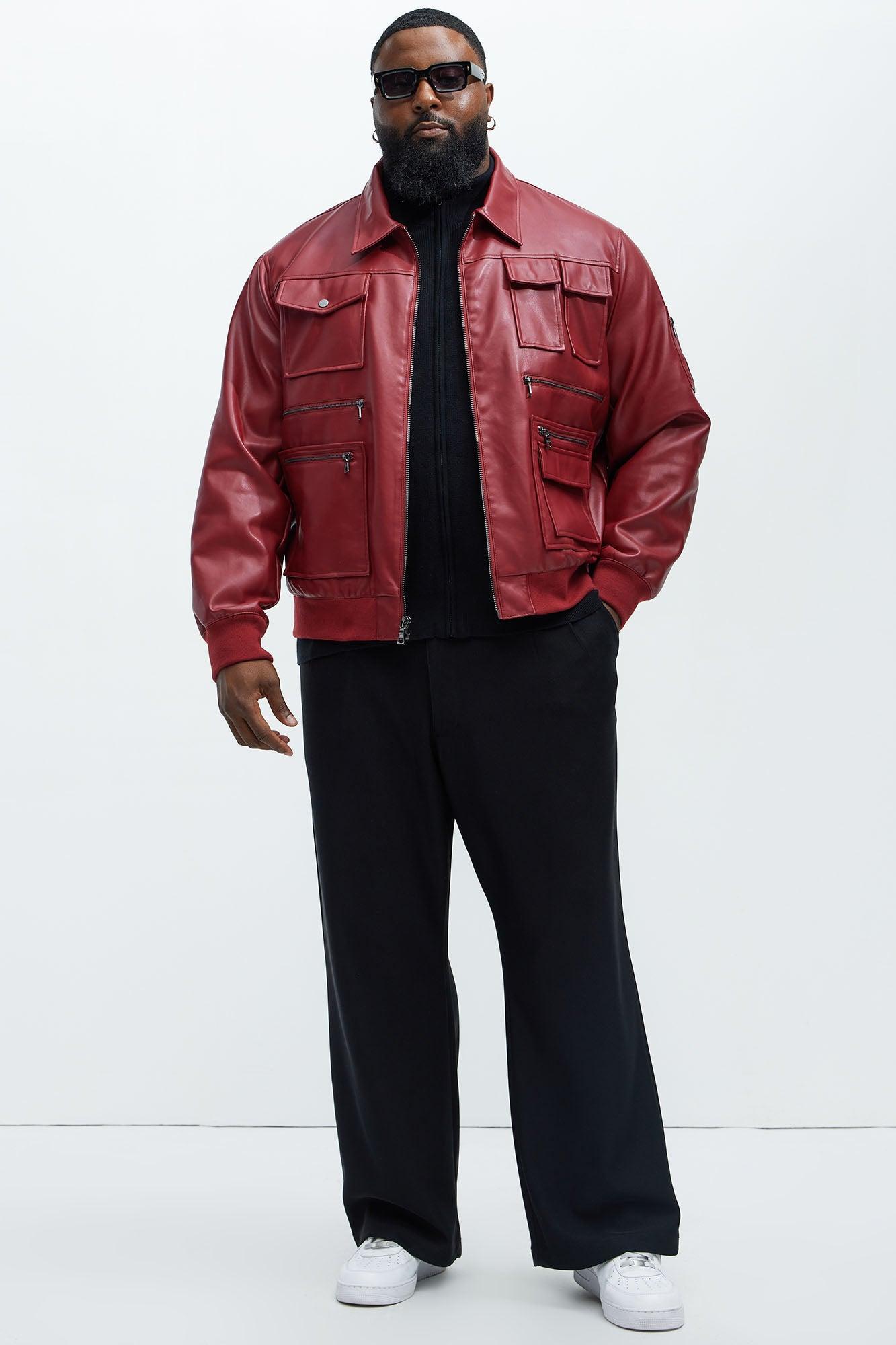 Austin Cargo Varsity Jacket - Burgundy Product Image