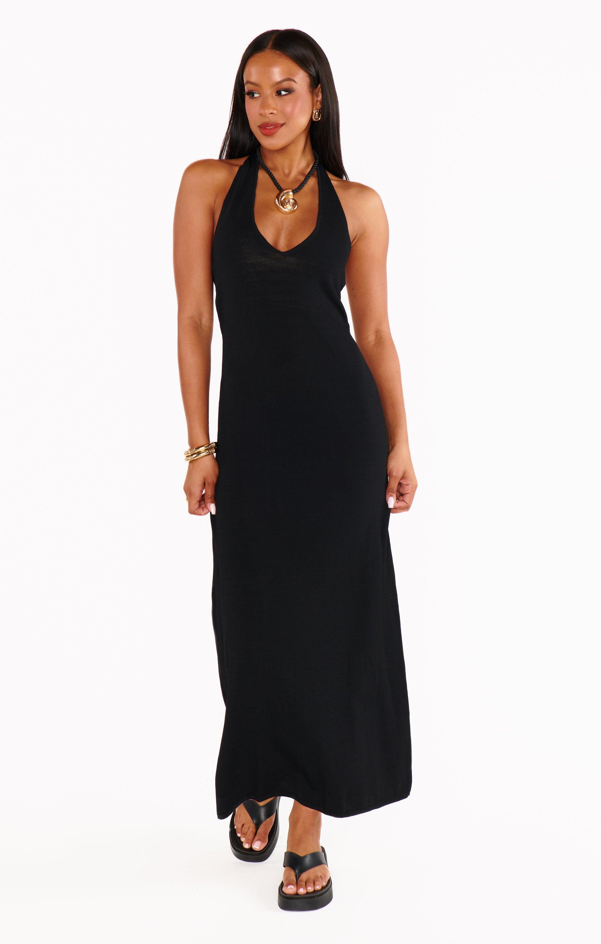 Kate Halter Dress ~ Black Knit Product Image