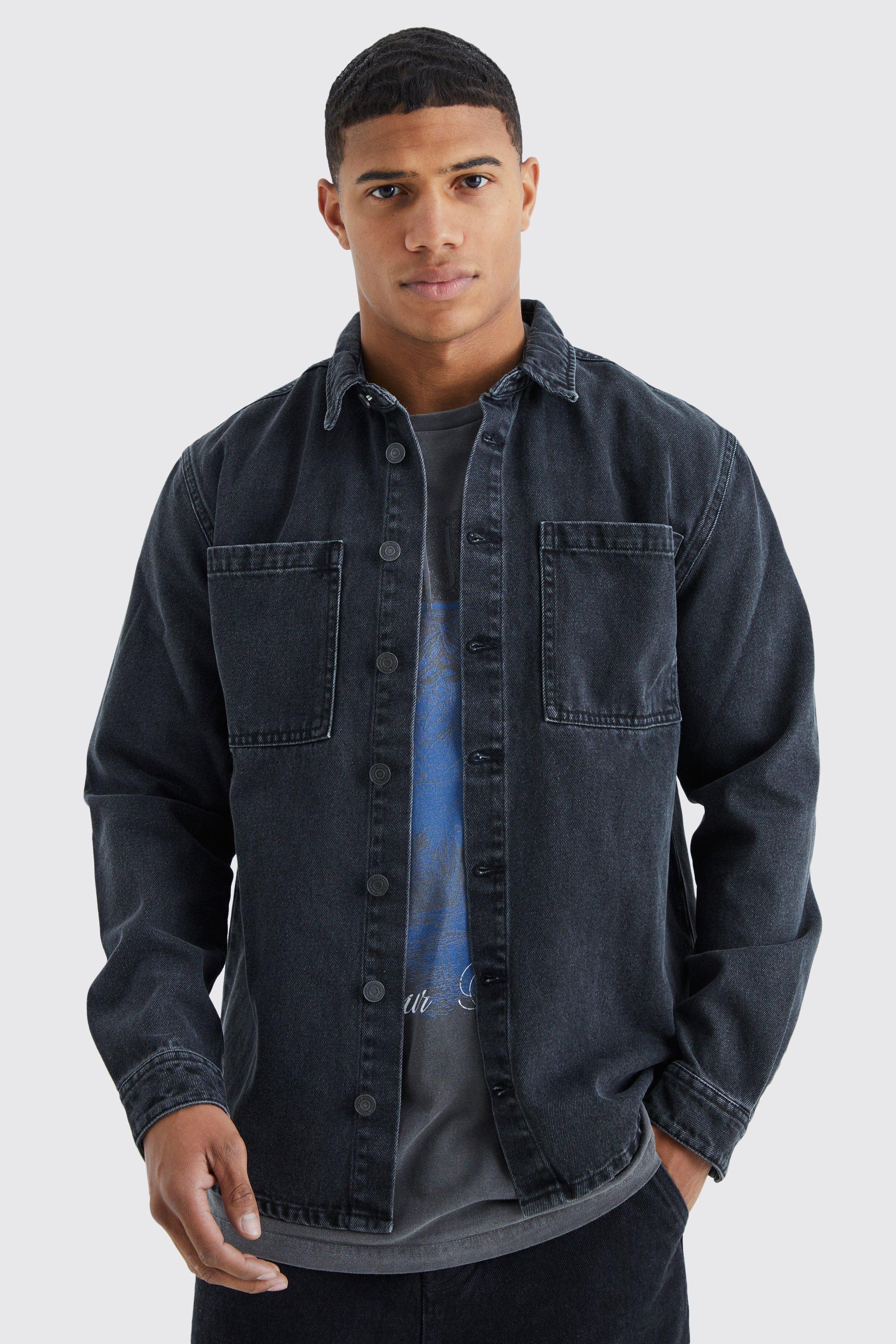 Long Sleeve Denim Overshirt | boohooMAN USA Product Image