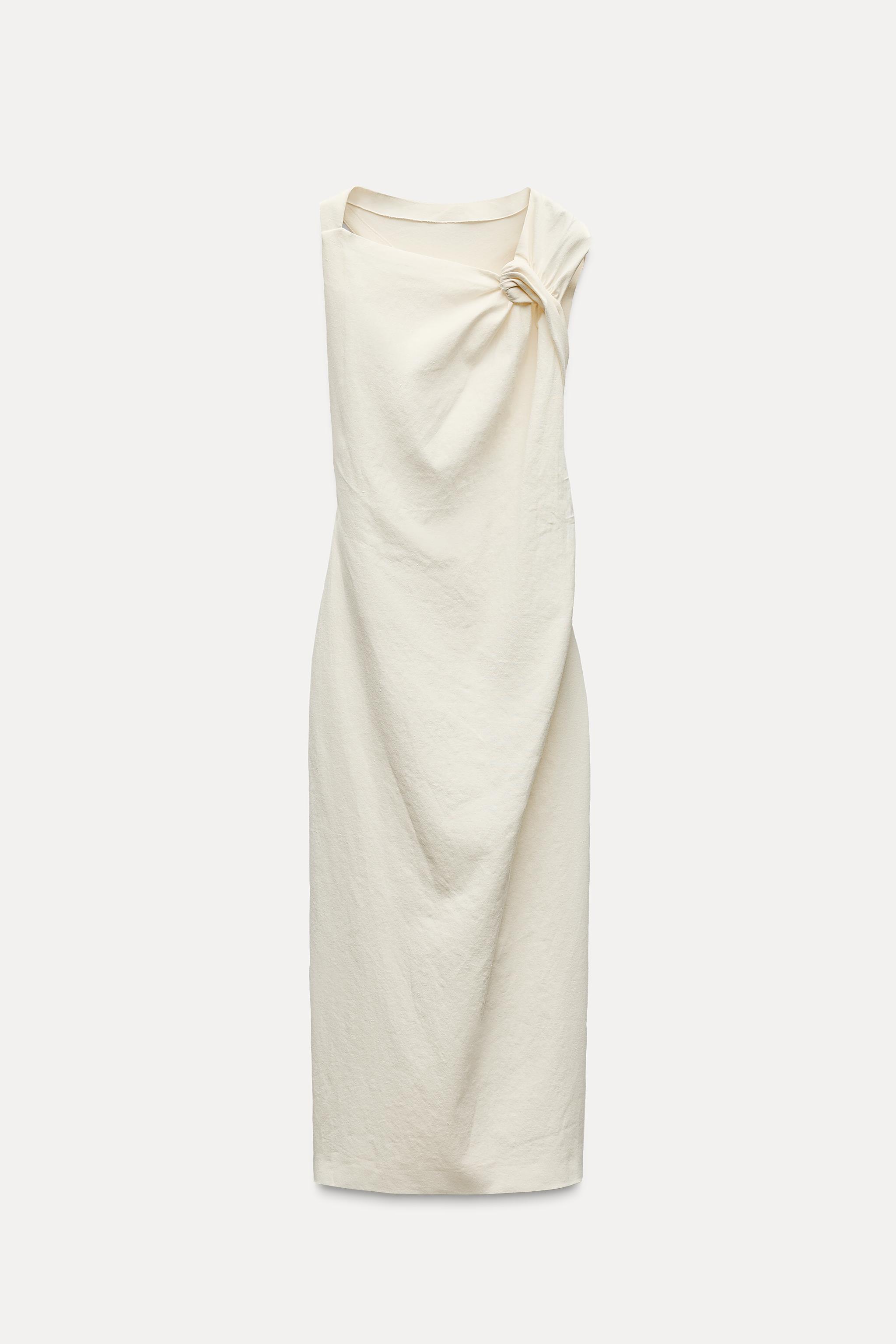 LINEN BLEND KNOTTED DRESS ZW COLLECTION Product Image