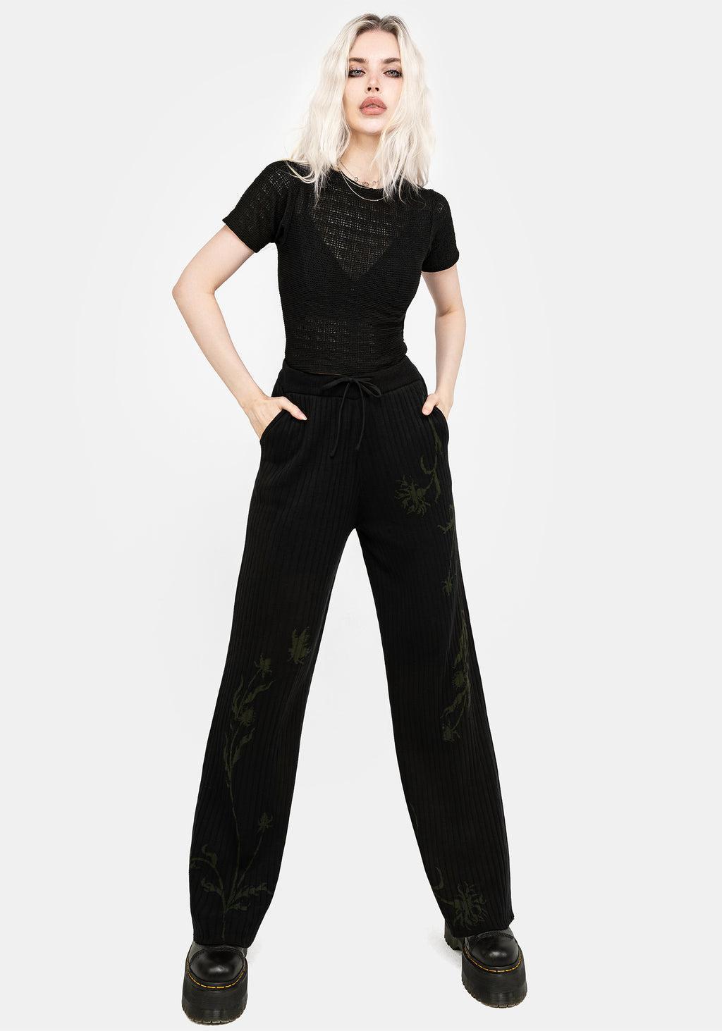 Diastella Floral Jacquard Rib Knit Trousers Product Image