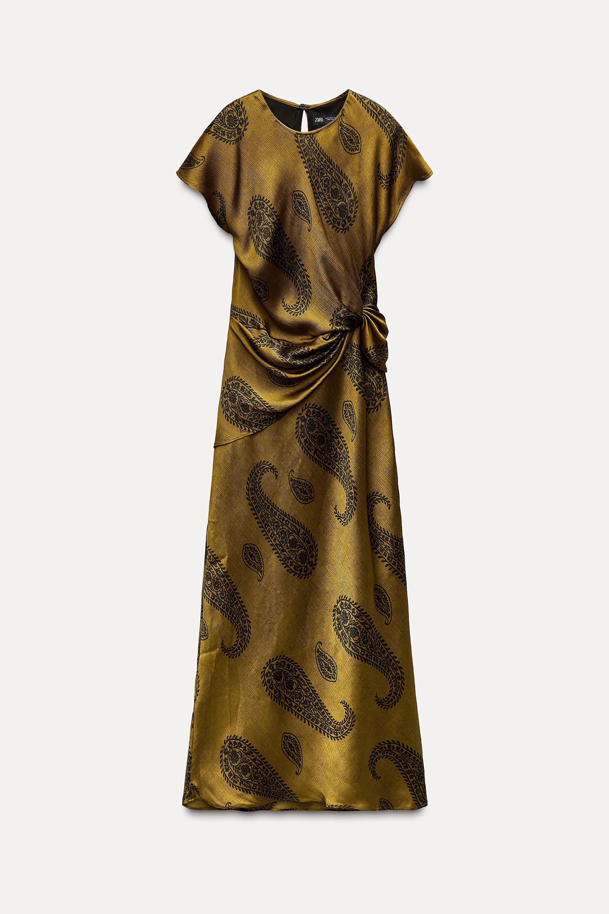 PRINTED SATIN EFFECT MIDI DRESS Product Image